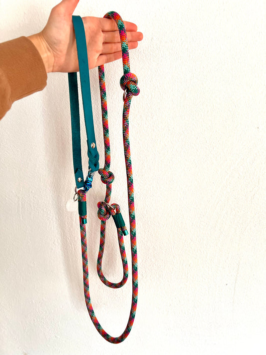 Retrieverleine Tau/Fettleder